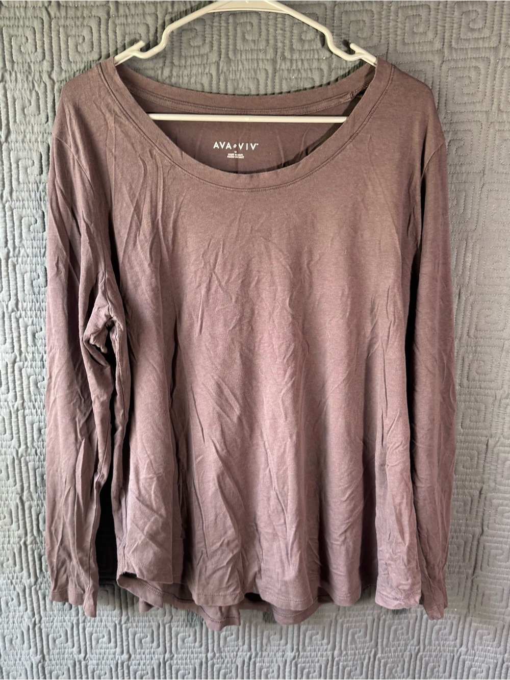 Ava Viv Shirt Women’s 1x Brown Long Sleeve Cotton Blend